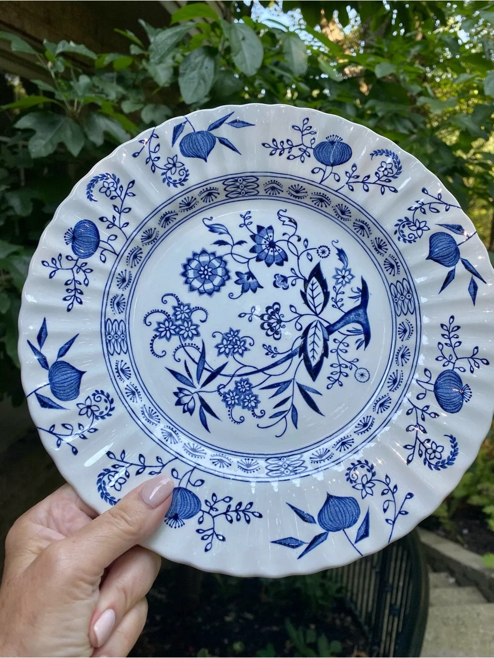J & G Meakin Nordic Blue Onion Scalloped Blue & White Dinner Plate